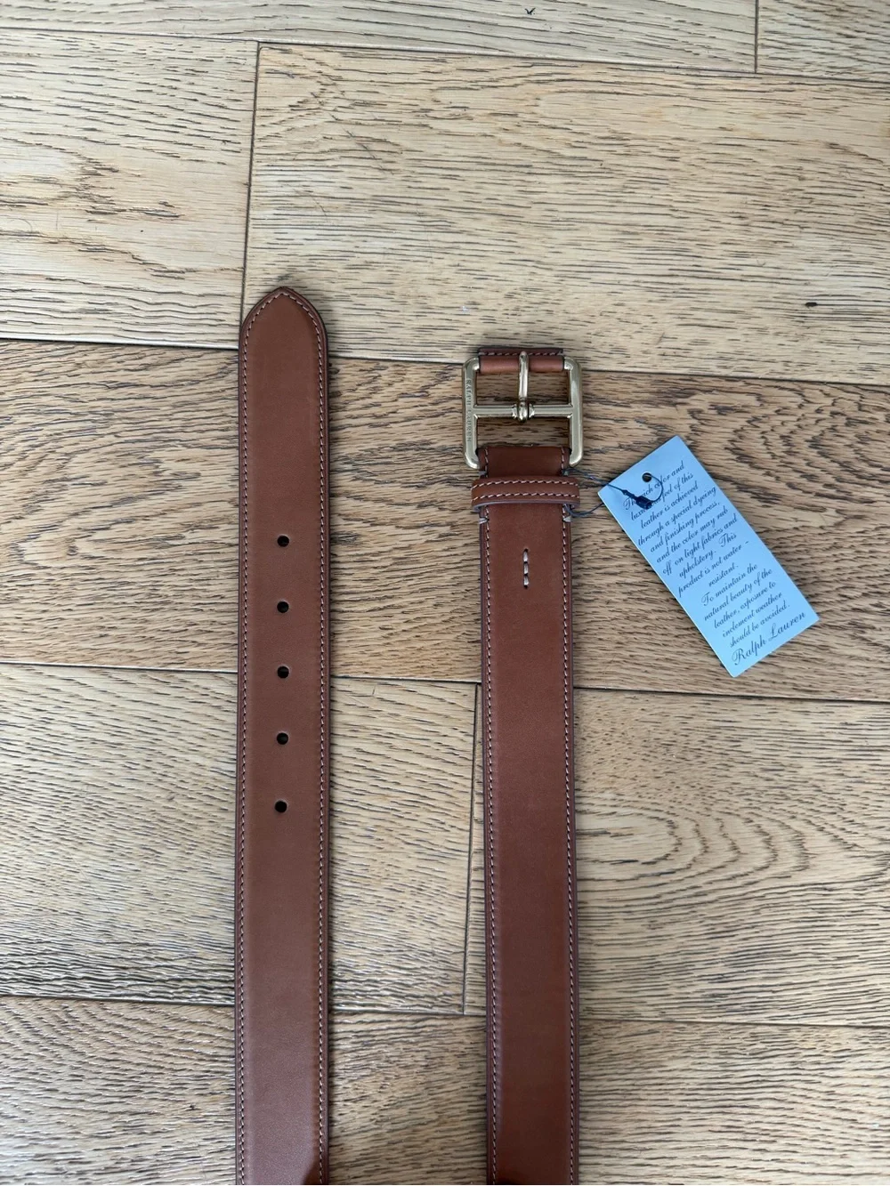 Ralph Lauren Purple Label Stitched Leather Belt Western Gold Luxury Italy 38 XL